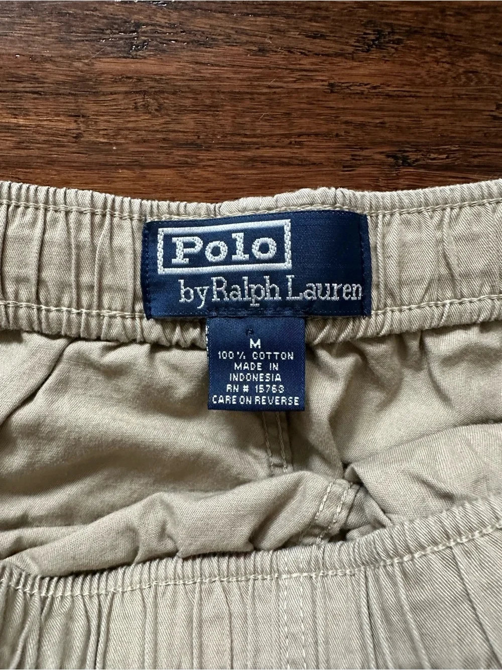 Vintage Polo Ralph Lauren M Khaki Cotton Drawstring Pants Lounge Flesh Pony